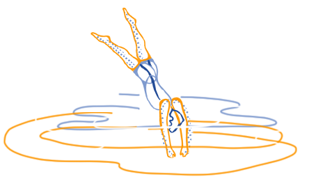 personnage qui plonge dans des couleurs